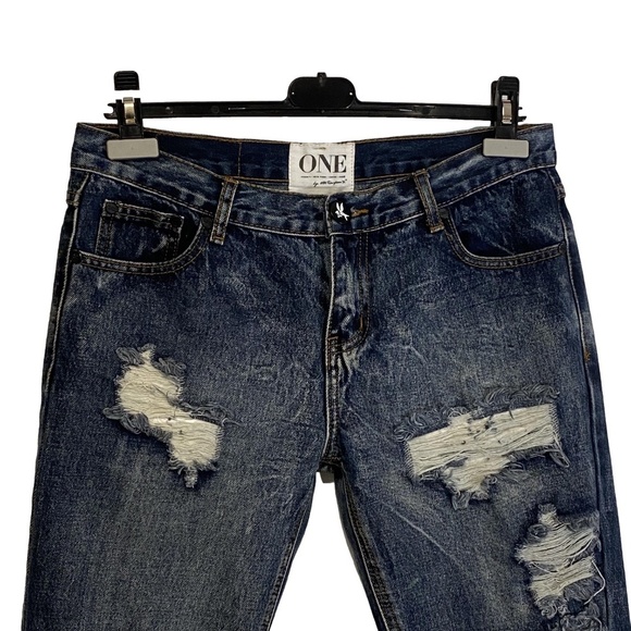 ONE By ONE TEASPOON Awesome Baggies Distressed Dark Wash Blue Jeans Grunge 28 - Picture 5 of 16